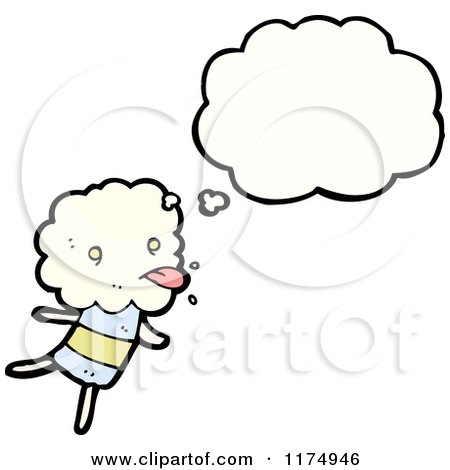 Cartoon of a Cloud with a Body Sticking out It's Tongue and a Conversation Bubble - Royalty Free Vector Illustration by lineartestpilot