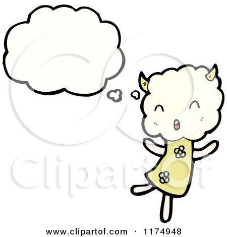 Cartoon of a Cloud with a Body and Horns and a Conversation Bubble - Royalty Free Vector Illustration by lineartestpilot