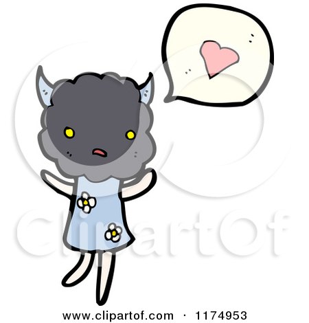 Cartoon of a Cloud with a Body and Horns and a Conversation Bubble - Royalty Free Vector Illustration by lineartestpilot