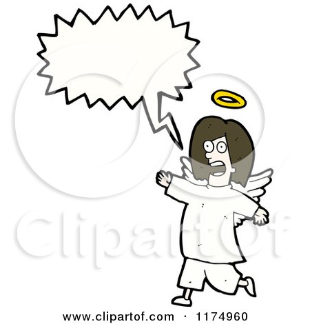 Cartoon of an Angel with a Conversation Bubble - Royalty Free Vector Illustration by lineartestpilot