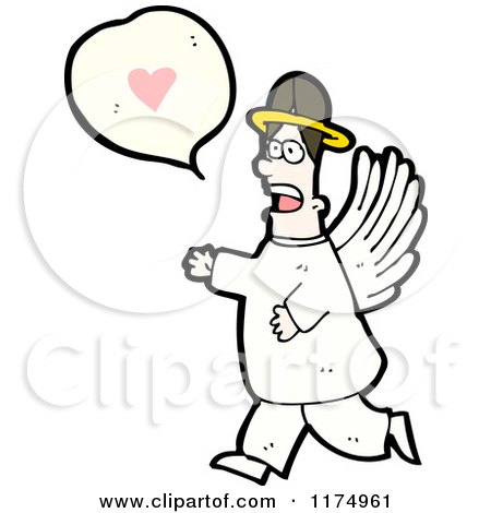 Cartoon of an Angel with a Conversation Bubble with a Heart - Royalty Free Vector Illustration by lineartestpilot