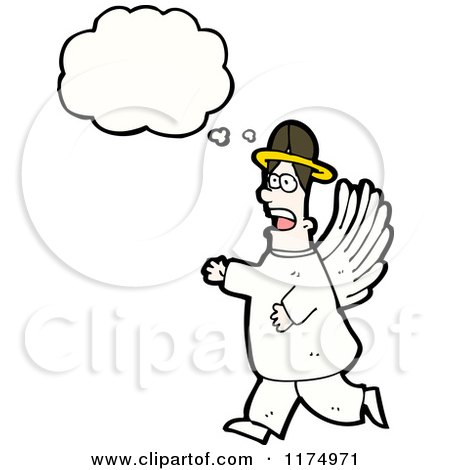 Cartoon of an Angel with a Conversation Bubble - Royalty Free Vector Illustration by lineartestpilot