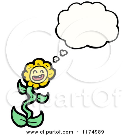 Cartoon of a Yellow Flower with a Conversation Bubble - Royalty Free Vector Illustration by lineartestpilot