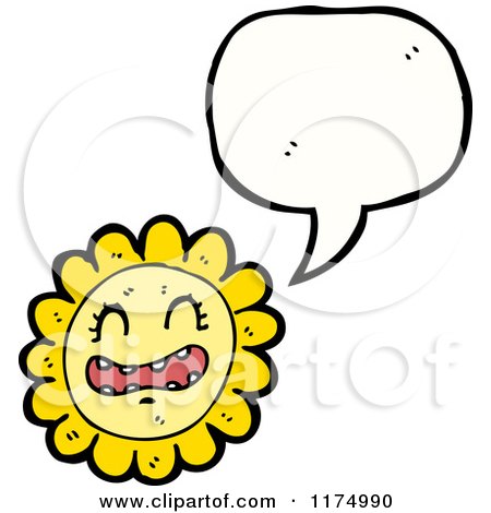Cartoon of a Yellow Flower with a Conversation Bubble - Royalty Free Vector Illustration by lineartestpilot