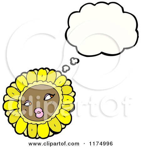 Cartoon of a Yellow Sunflower with a Conversation Bubble - Royalty Free Vector Illustration by lineartestpilot