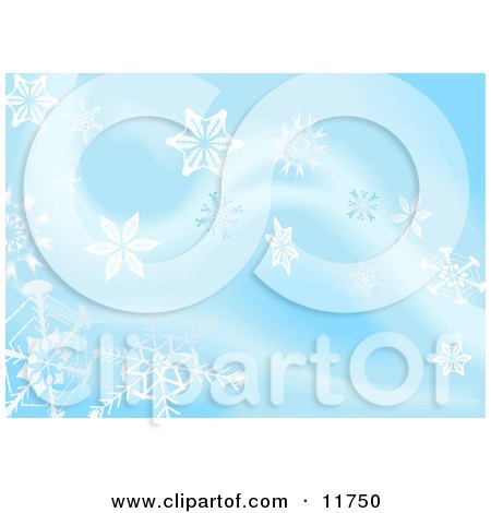 Blue Background With White Snowflakes Clipart Illustration by AtStockIllustration