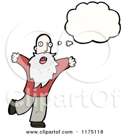 Cartoon of a Bearded Man with a Conversation Bubble - Royalty Free Vector Illustration by lineartestpilot