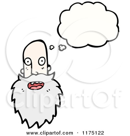 Cartoon of a Bearded Man with a Conversation Bubble - Royalty Free Vector Illustration by lineartestpilot