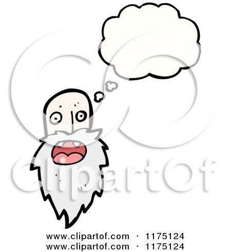 Cartoon of a Bearded Man with a Conversation Bubble - Royalty Free Vector Illustration by lineartestpilot