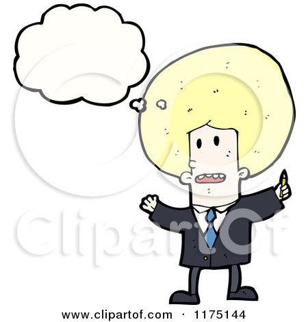 Cartoon of a Man with an Afro Wearing a Tie with a Conversation Bubble - Royalty Free Vector Illustration by lineartestpilot