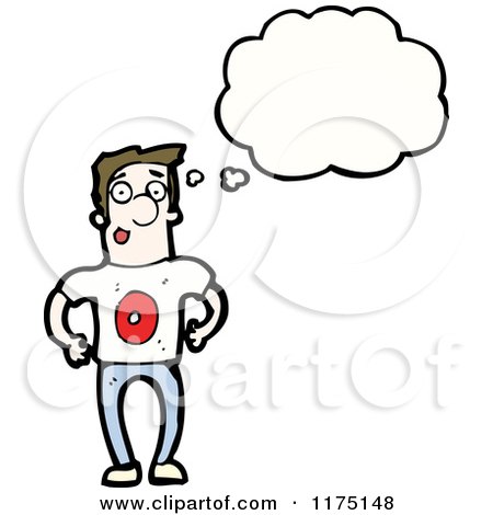 Cartoon of a Man with the Number Zero and a Conversation Bubble - Royalty Free Vector Illustration by lineartestpilot