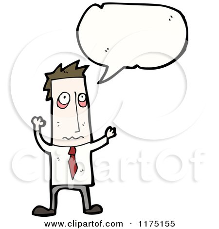 Cartoon of a Tired Man Wearing a Tie with a Conversation Bubble - Royalty Free Vector Illustration by lineartestpilot