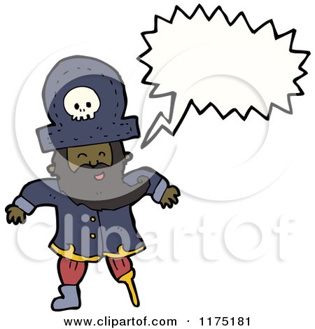 Cartoon of a Black Pirate with a Wooden Leg Conversation Bubble - Royalty Free Vector Illustration by lineartestpilot