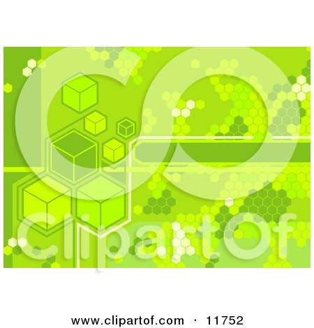 Green Cubes and Octagons Clipart Illustration by AtStockIllustration