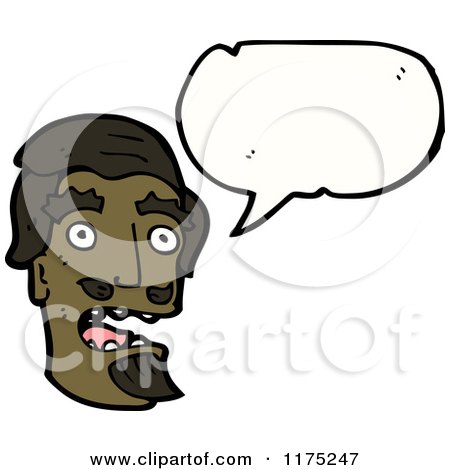 Cartoon of an African American Man's Head with a Conversation Bubble - Royalty Free Vector Illustration by lineartestpilot