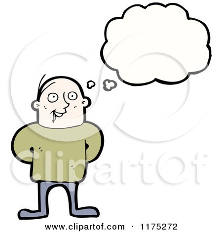 Cartoon of a Man Wearing a Olive Sweater with a Conversation Bubble - Royalty Free Vector Illustration by lineartestpilot