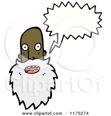 Cartoon of an African American Bearded Man with a Conversation Bubble - Royalty Free Vector Illustration by lineartestpilot