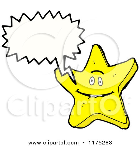 Cartoon of a Yellow Starfish with a Conversation Bubble - Royalty Free Vector Illustration by lineartestpilot