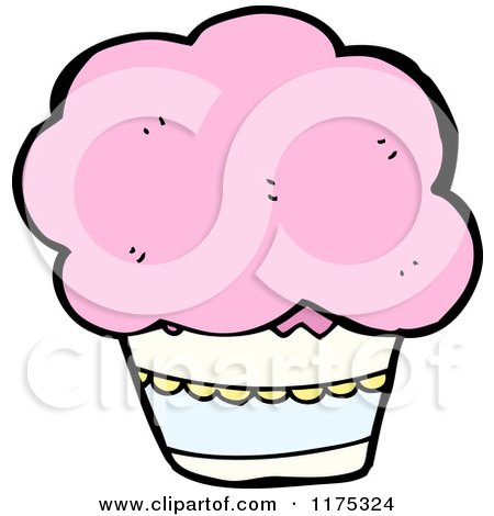 Cartoon of a Pink Cupcake - Royalty Free Vector Illustration by lineartestpilot