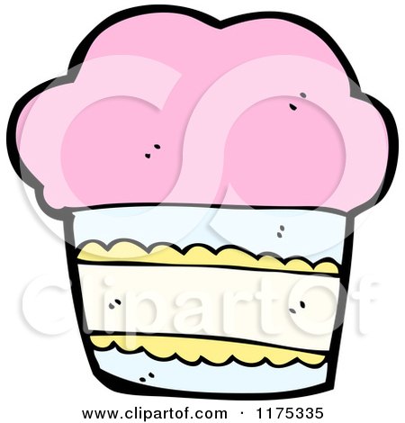 Cartoon of a Pink Cupcake - Royalty Free Vector Illustration by lineartestpilot