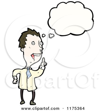 Cartoon of a Scientist with a Conversation Bubble - Royalty Free Vector Illustration by lineartestpilot