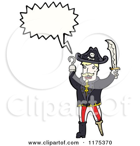 Cartoon of a Pirate with a Wooden Leg Conversation Bubble - Royalty Free Vector Illustration by lineartestpilot