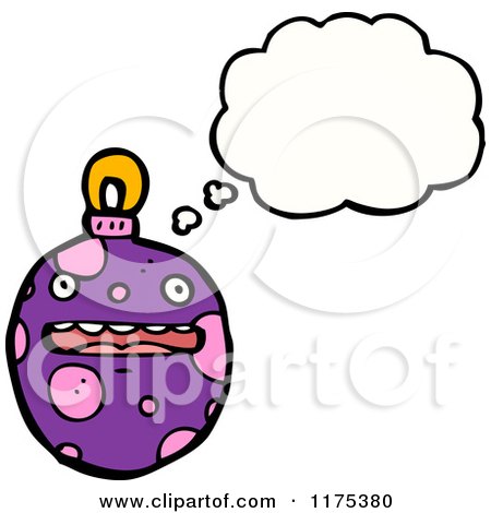 Cartoon of a Spotted Christmas Ornament with a Conversation Bubble - Royalty Free Vector Illustration by lineartestpilot