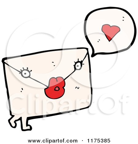 Cartoon of a Love Letter with a Heart and a Conversation Bubble - Royalty Free Vector Illustration by lineartestpilot