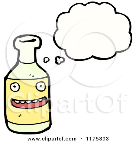 Cartoon of a Bottle with a Conversation Bubble - Royalty Free Vector Illustration by lineartestpilot