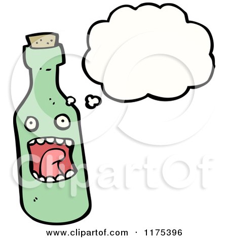 Cartoon of a Bottle with a Conversation Bubble - Royalty Free Vector Illustration by lineartestpilot