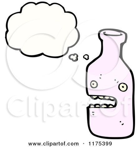 Cartoon of a Pink Bottle with a Conversation Bubble - Royalty Free Vector Illustration by lineartestpilot