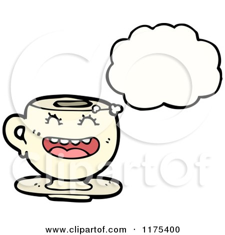 Cartoon of a Coffee Cup with a Conversation Bubble - Royalty Free Vector Illustration by lineartestpilot