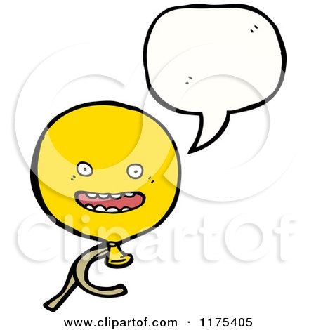 Cartoon of a Yellow Balloon with a Conversation Bubble - Royalty Free Vector Illustration by lineartestpilot