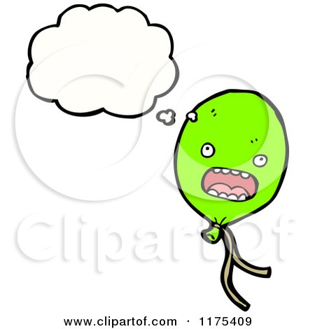 Cartoon of a Green Balloon with a Conversation Bubble - Royalty Free Vector Illustration by lineartestpilot