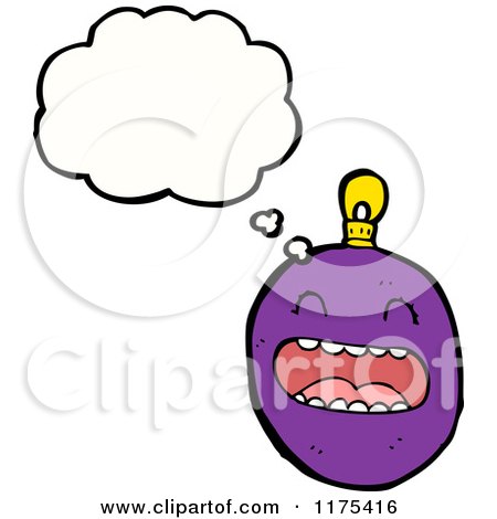 Cartoon of a Purple Christmas Ornament with a Conversation Bubble - Royalty Free Vector Illustration by lineartestpilot