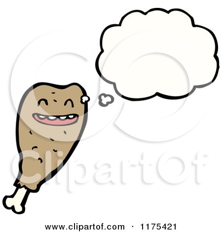Cartoon of a Drumstick with a Conversation Bubble - Royalty Free Vector Illustration by lineartestpilot