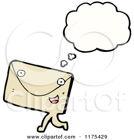 Cartoon of a Letter with a Conversation Bubble - Royalty Free Vector Illustration by lineartestpilot