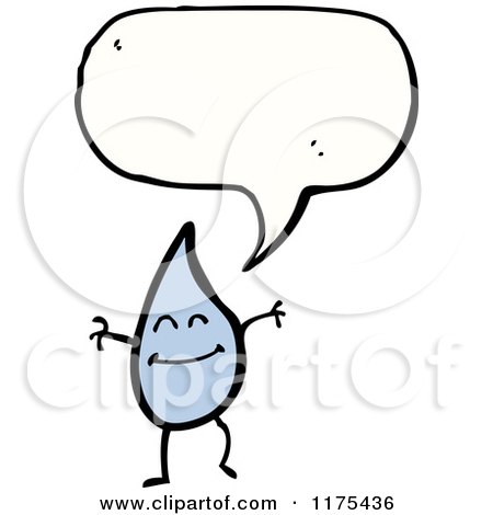 Cartoon of a Drop of Water with a Conversation Bubble - Royalty Free Vector Illustration by lineartestpilot