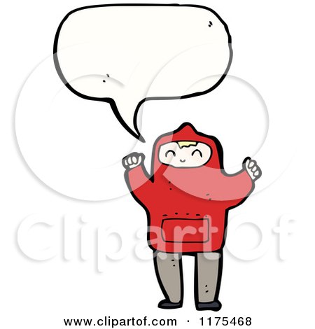 Cartoon of a Boy Wearing a Hoodie with a Conversation Bubble - Royalty Free Vector Illustration by lineartestpilot