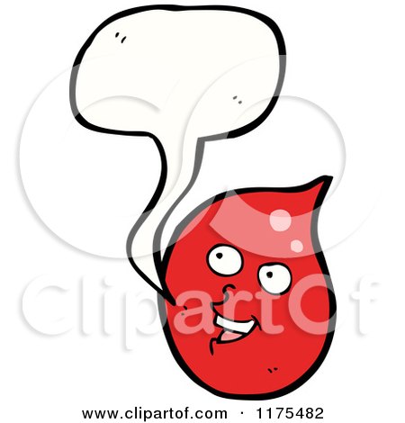 Cartoon of a Red Drop of Liquid with a Conversation Bubble - Royalty Free Vector Illustration by lineartestpilot