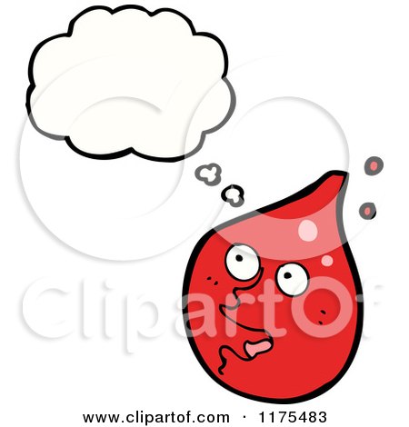 Cartoon of a Red Drop of Liquid with a Conversation Bubble - Royalty Free Vector Illustration by lineartestpilot