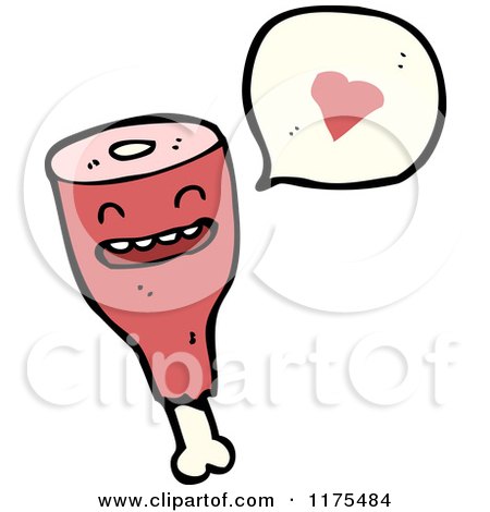 Cartoon of a Drumstick with a Conversation Bubble - Royalty Free Vector Illustration by lineartestpilot
