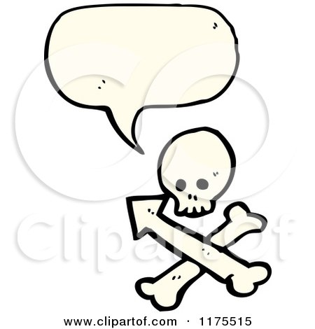 Cartoon of a Skull and Crossbones with a Conversation Bubble - Royalty Free Vector Illustration by lineartestpilot