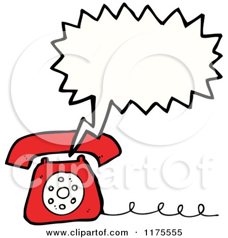 Cartoon of a Red Landline Telephone with a Conversation Bubble - Royalty Free Vector Illustration by lineartestpilot