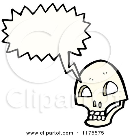 Cartoon of a Skull with a Conversation Bubble - Royalty Free Vector Illustration by lineartestpilot