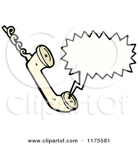 Cartoon of a Landline Telephone with a Conversation Bubble - Royalty Free Vector Illustration by lineartestpilot
