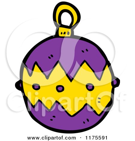 Cartoon of a Purple Christmas Ornament - Royalty Free Vector Illustration by lineartestpilot