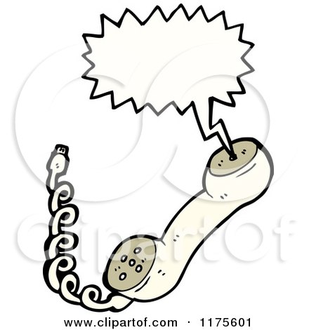 Cartoon of a Landline Telephone with a Conversation Bubble - Royalty Free Vector Illustration by lineartestpilot