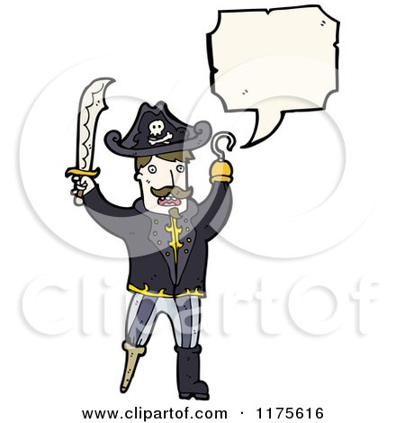 Cartoon of a Pirate with a Wooden Leg Conversation Bubble - Royalty Free Vector Illustration by lineartestpilot