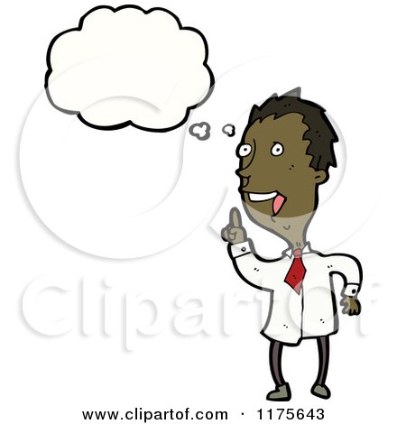 Cartoon of a Scientist with a Conversation Bubble - Royalty Free Vector Illustration by lineartestpilot